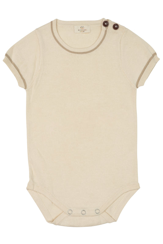 Gebreide romper met korte mouwen - Creme