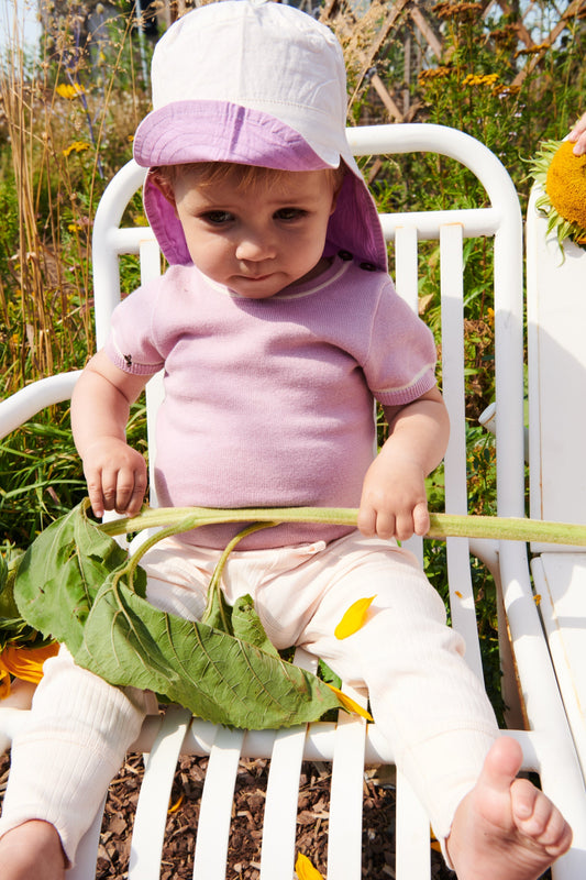 Gebreide romper met korte mouwen - Lavendel