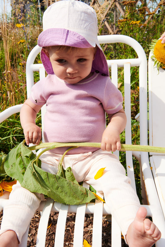 Gebreide romper met korte mouwen - Taupe