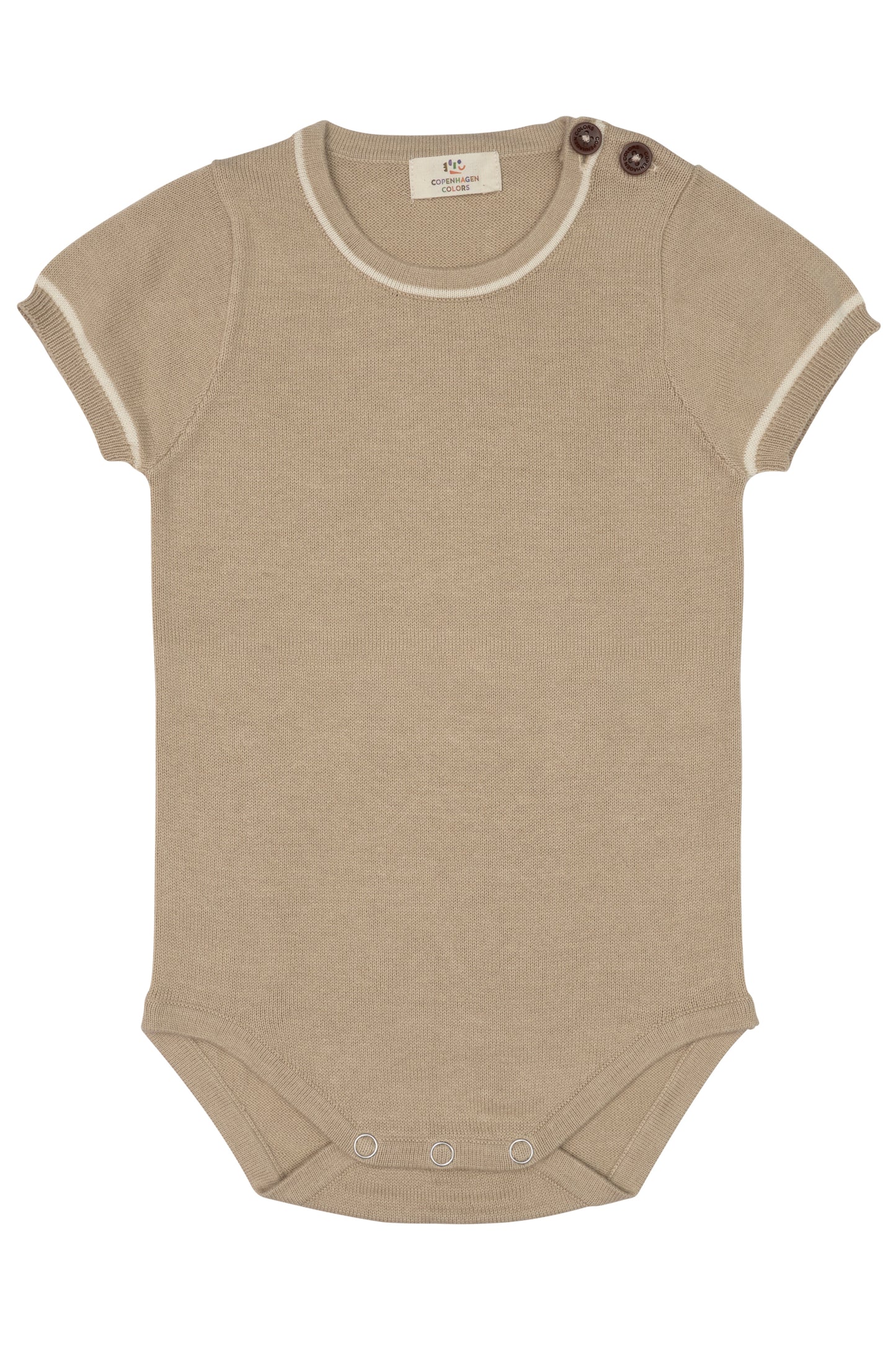 Gebreide romper met korte mouwen - Taupe