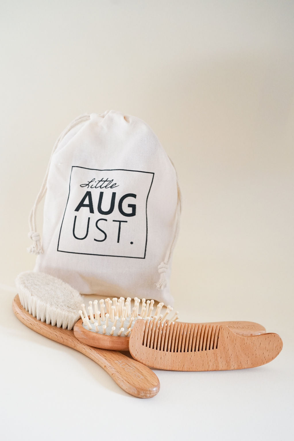 Baby Haarborstel set - 3 pcs van Olijfhout met zijdezacht Geitenhaar