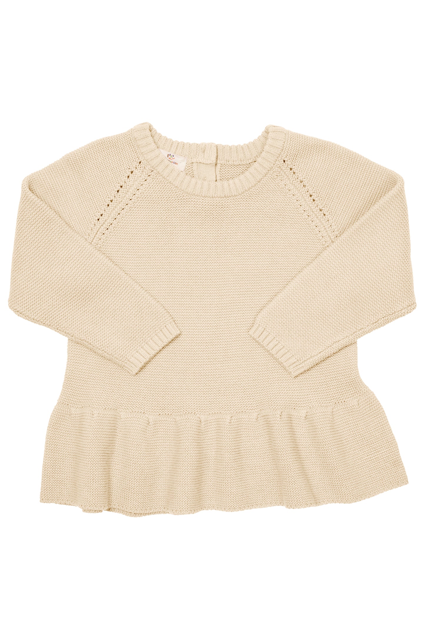 Knitted Pullover With Frill - Cream