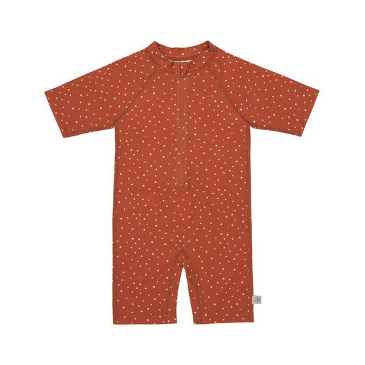 SPF Short Sleeve Sunsuit Speckles rust