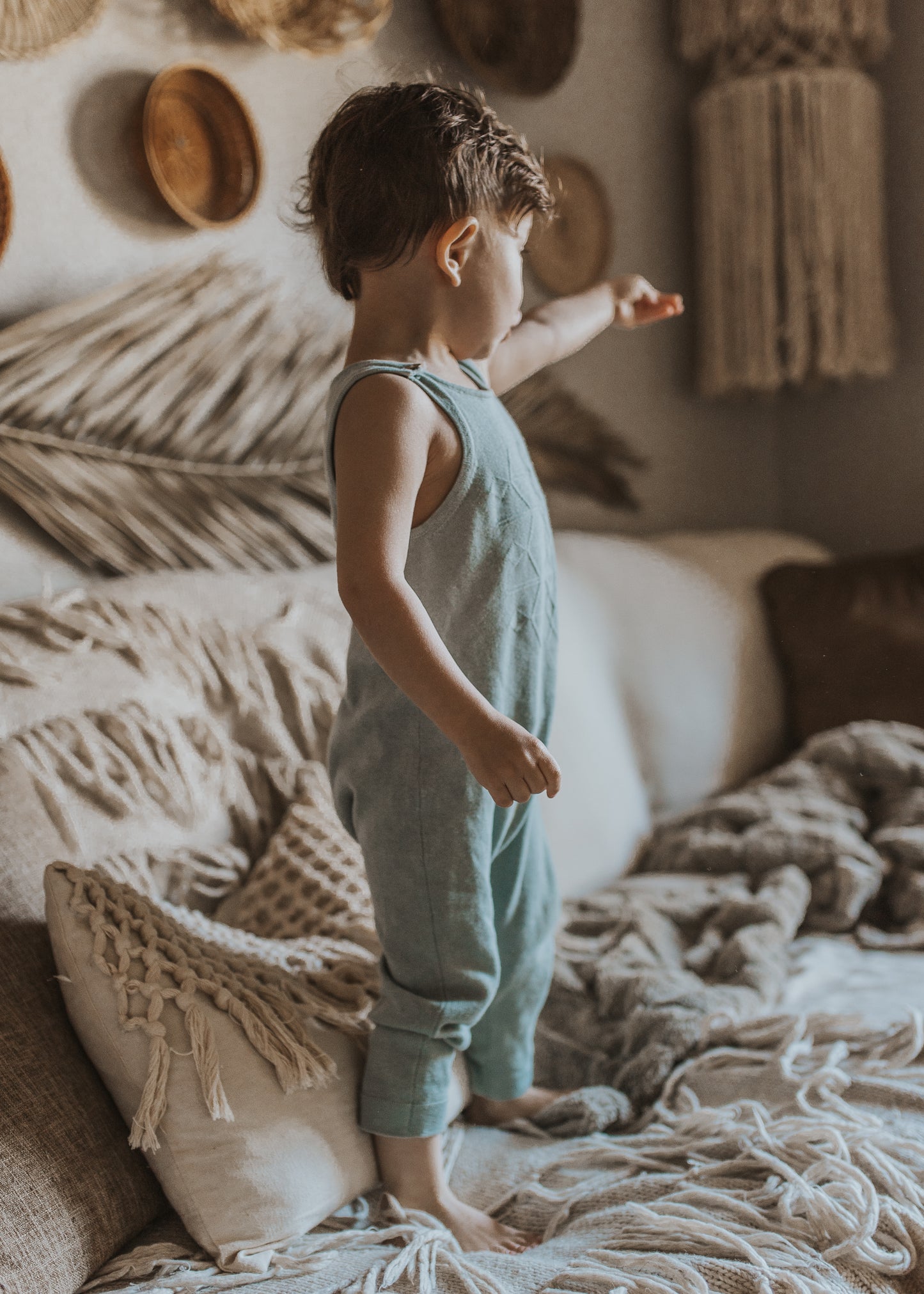 Knit Dungaree Grey Blue