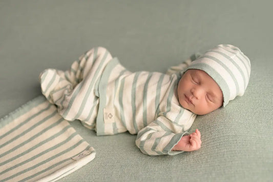 New born set Striped Mint/Ecru